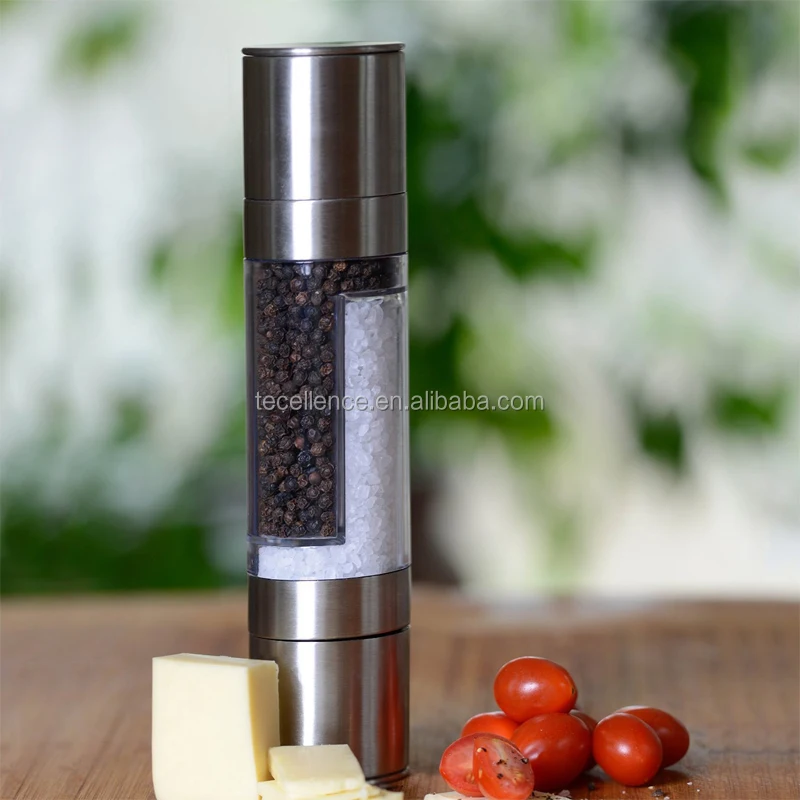Professional Food Grade Stainless Steel Ceramic Salt and Pepper Shakers Mills Hand Salt Grinder Bottles Transparent