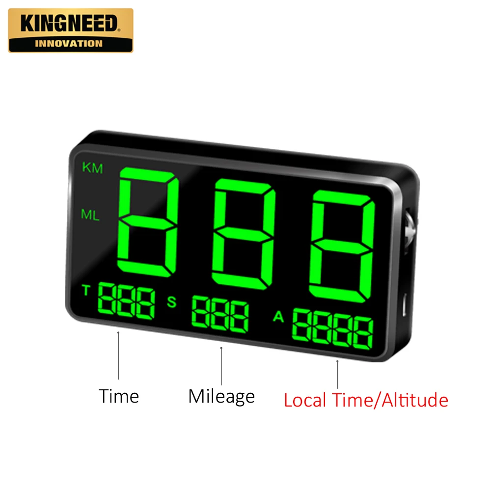 KINGNEED C80 Universal GPS HUD head up display Vehicle clock gps led speedometer digital clock for car