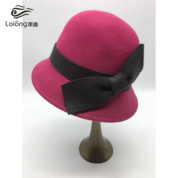 
girls cheap 100% wool felt bucket party cloche hats for ladies 