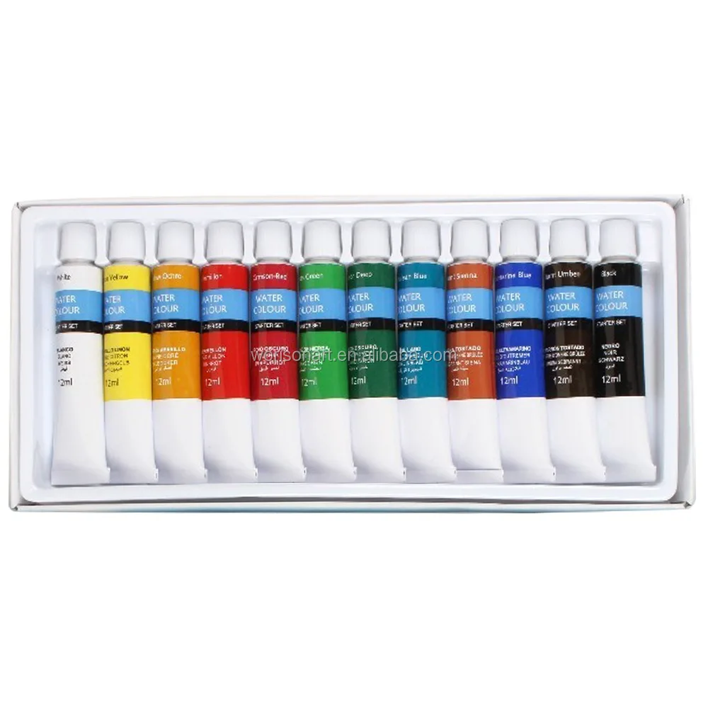 Non toxic 12ml watercolor painting artist grade water colored paint tube set for art supplies