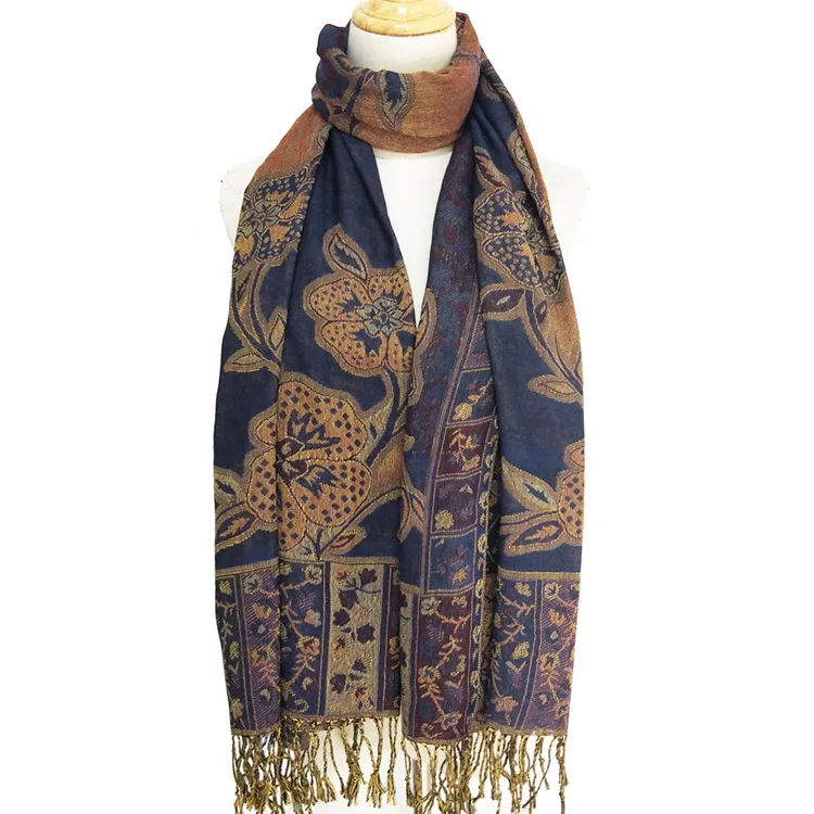 New pattern pashmina scarf women double face jacquard shawl wraps