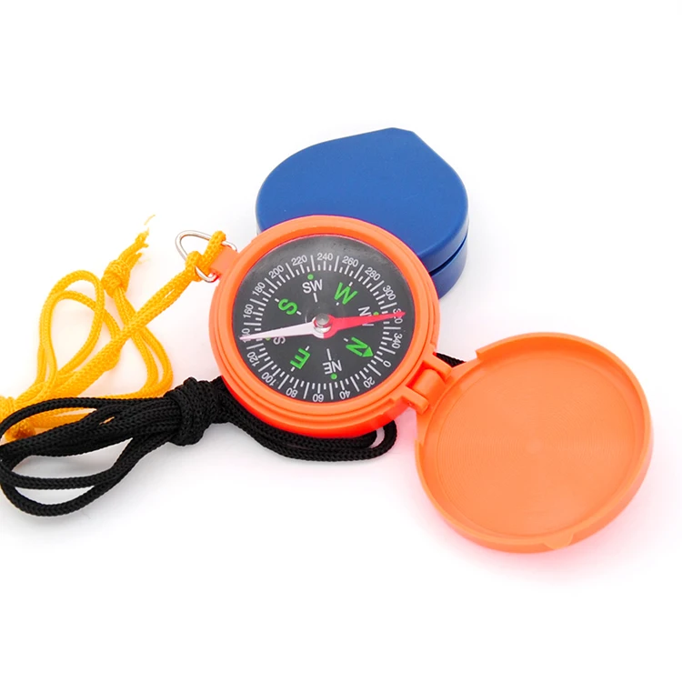 colorful plastic mini promotion gift pocket compass with string kids compass