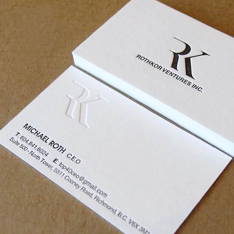 
Unique Newest Design Paper Custom Business cards Printing Debossed/Letterpressed White Clear Special paper business card 