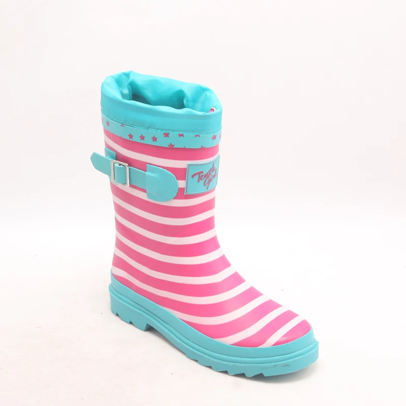 Factory sale-Cheap fashion print kids rubber shoes with collar
