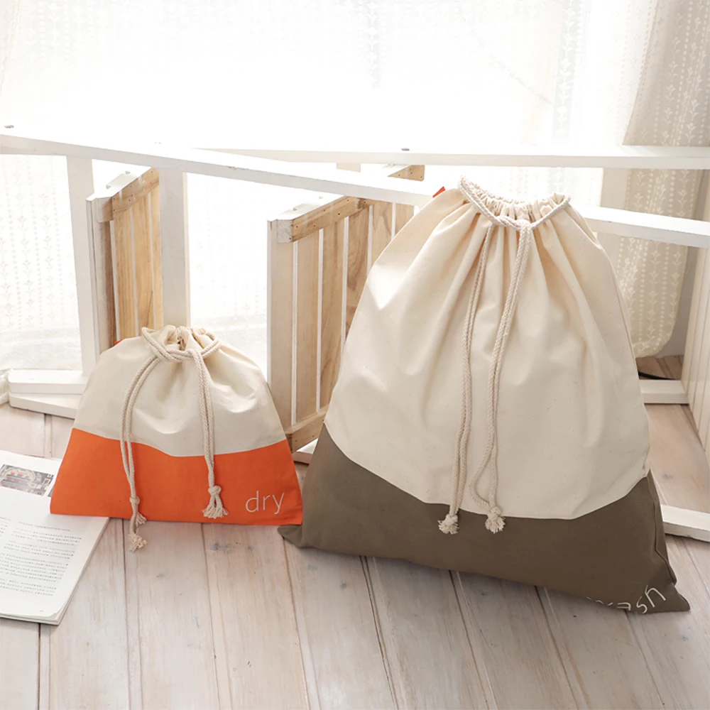 Wholesale Reusable Custom Design Dry Cotton Tote Gym Drawstring Bag for Clothes with Logo