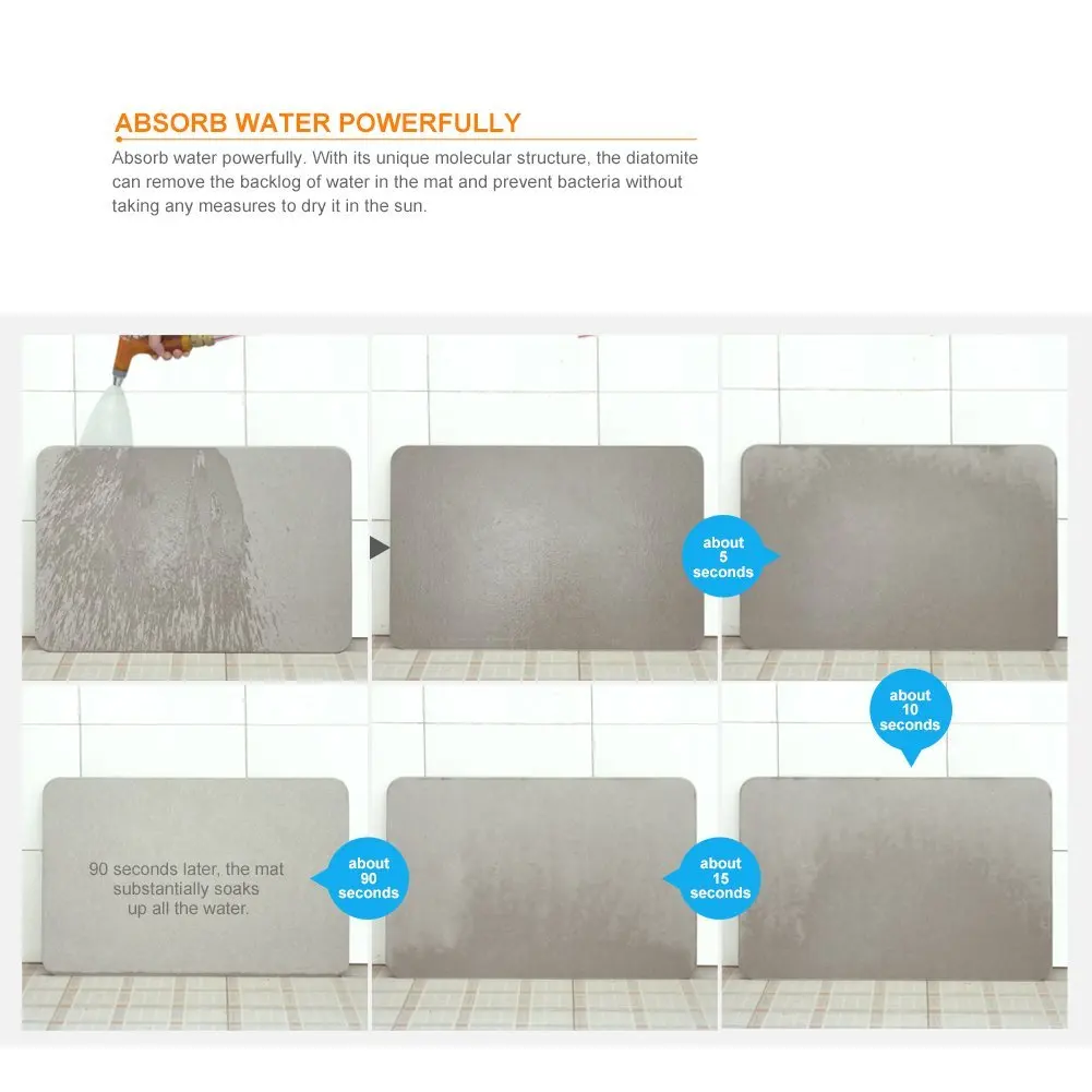 Colorful water absorbing bathroom mat quick dry diatomite bath mat