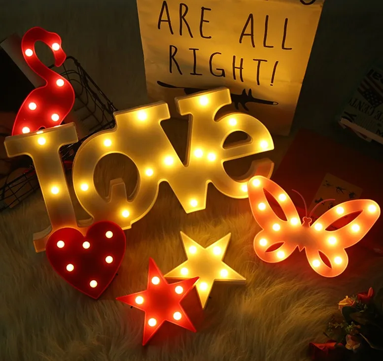 Battery Operated desktop lamp table marquee lamp 3D LOVE letter night lamp electronic led sign for party Christmas