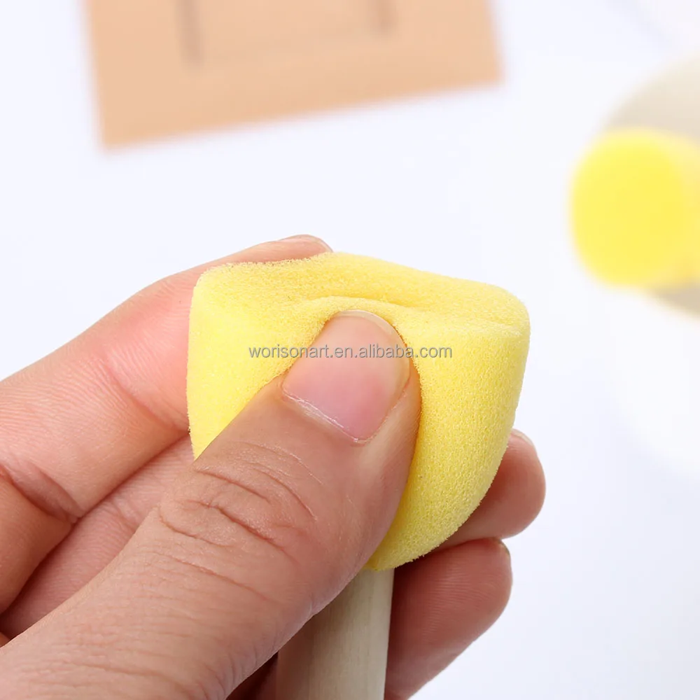 4Pcs/set Sponge Paint Brush Toys Wooden Handle Seal Sponge Brushes Kids Children Drawing Painting Graffiti Tools School Supply