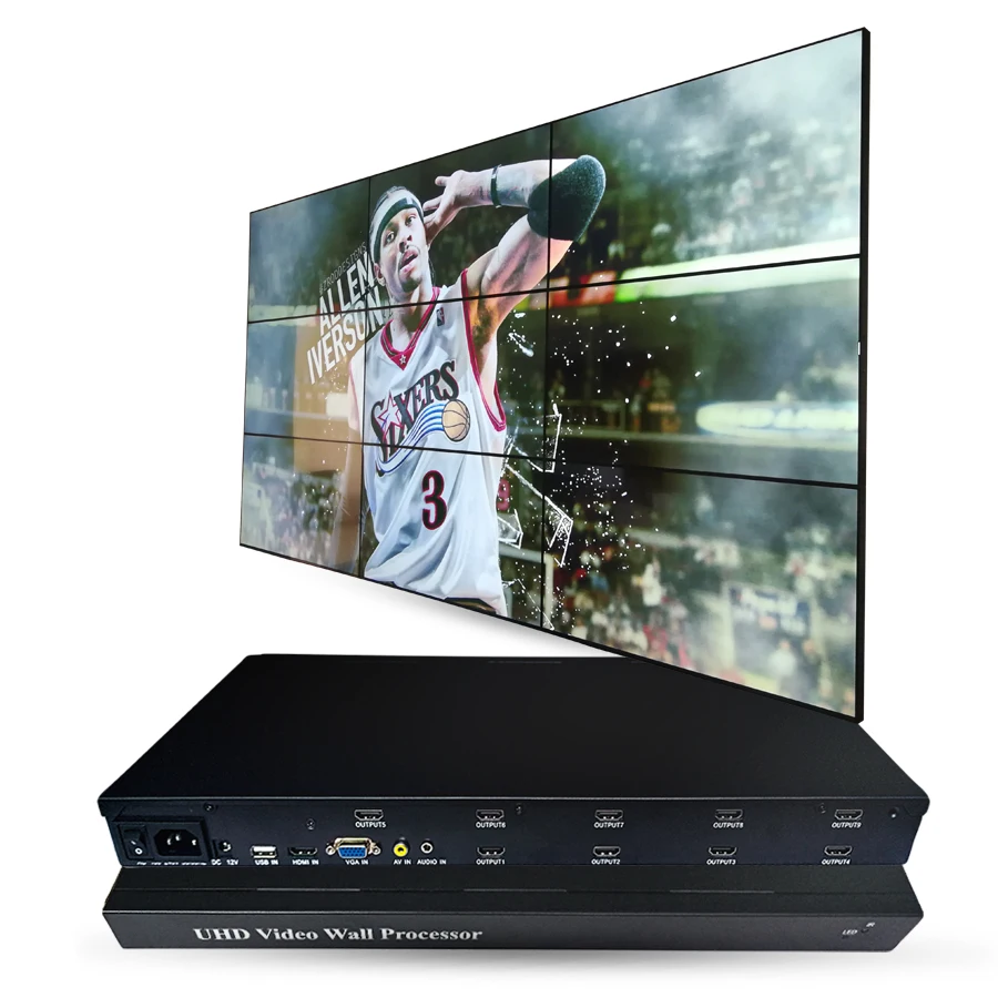 3*3 4K advertising wall 3.5mm bezel curved seamless video Free HD controller