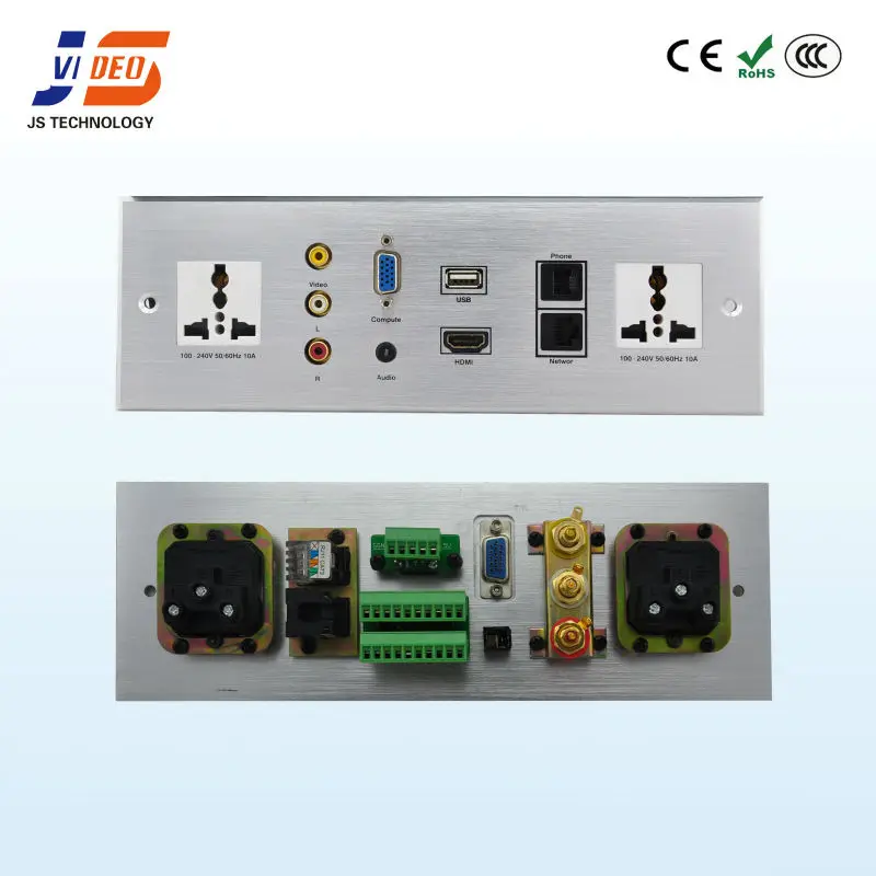 Алюминевая мощная розетка JS-WP301 с USB+HDMI+AV+VGA+RJ45+RJ11+AC
