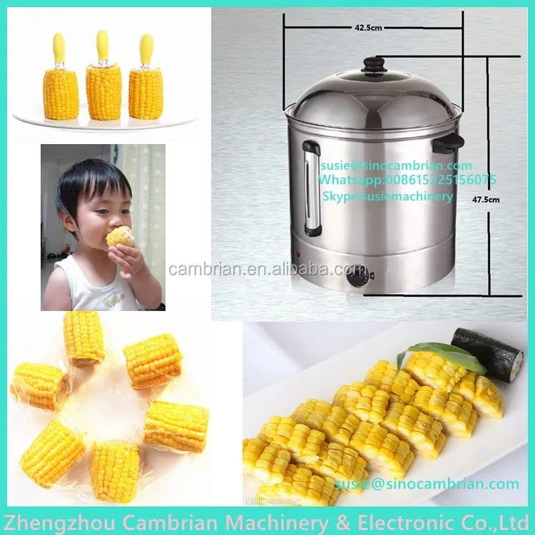 Paypal acceptable large capacity 48L stainless steel corn cooking machine with auto warmer