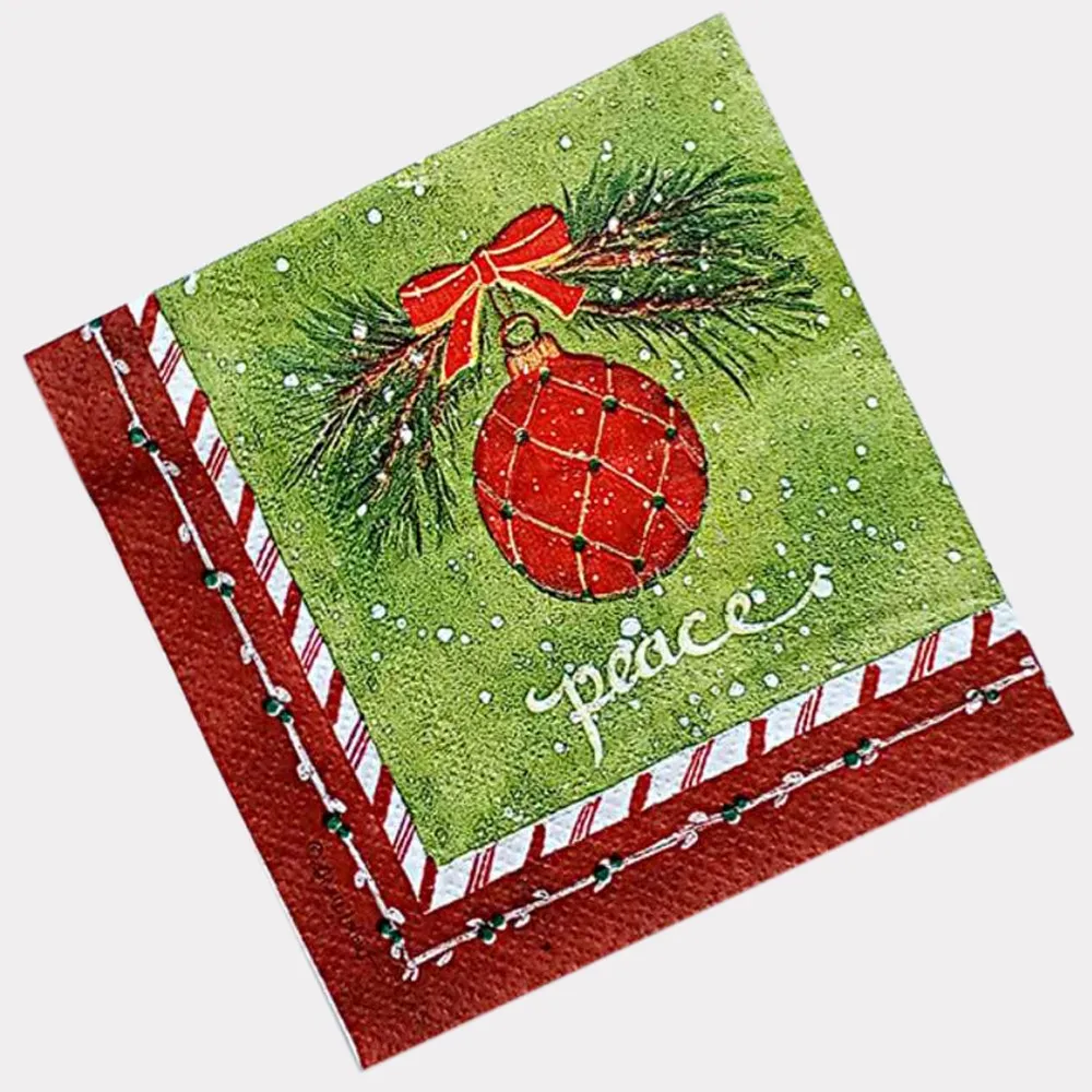 Likable Happy Christmas Paper Napkin Printed 33cm Festival Napkins Colorful Cloth Square Table Decoration
