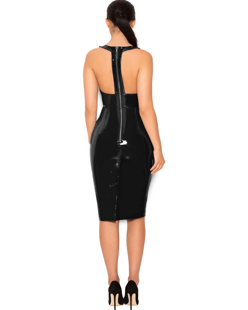 MOQ 1PC 2019 new arrival latex dress sexy pvc pictures women in leather lingerie sexy pvc dress