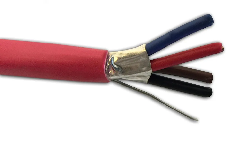  4C/18 AWG твердая медь красный пожарная сигнализация провод безопасности кабель FPLR ПВХ 305