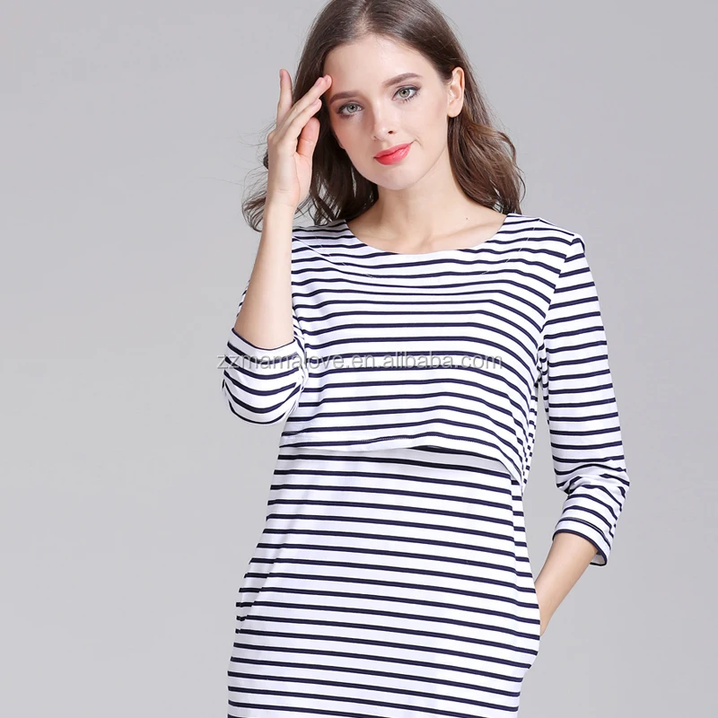 New Arrival Mamalove Autumn 3/4 Sleeve Maternity Clothes Breastfeeding Dress