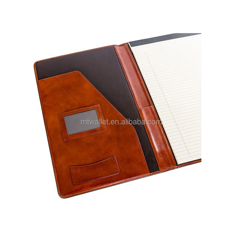 Leather Professional Briefcase Style Custom Portfolio With Ring Binder Handle Portfolio Art Document Case Notepad Portfolio