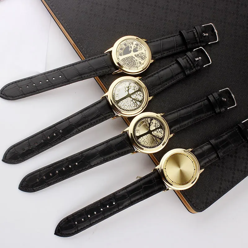 Creative Personality Leather Waterproof LED Watch Men And Women Couple Watch Smart Electronics Casual Watches