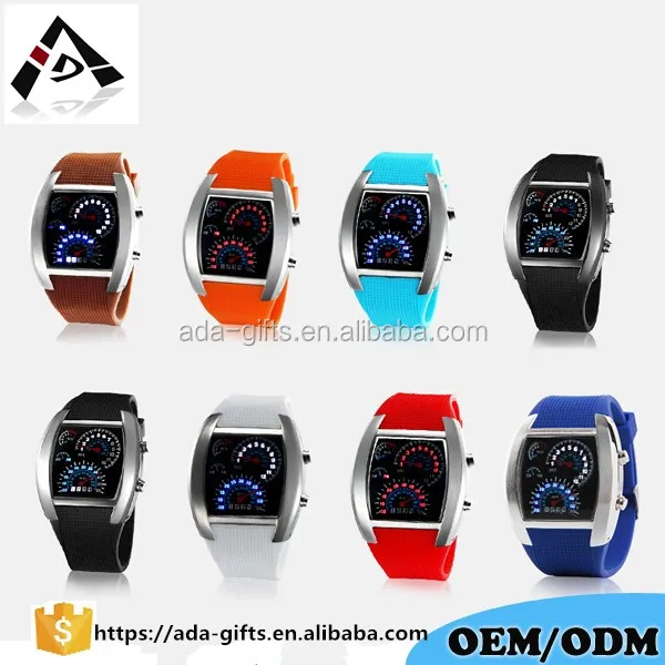 digital LED aviator watch turbo car led silicone watch men women car led sport watch