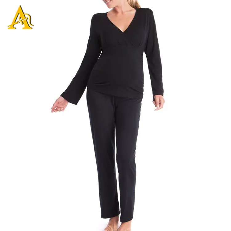 
Custom Bamboo Maternity Pajamas Pregnant Women Viscose Maternity Sleepwear Set 