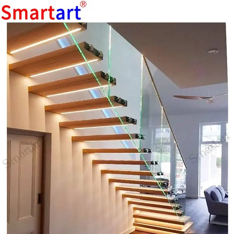 Top quality portable wood floating stairs hidden cantilever stairs