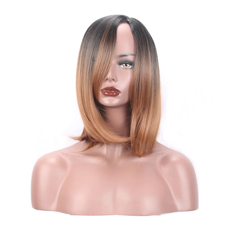 Synthetic short bob black/honey blonde ombre wig