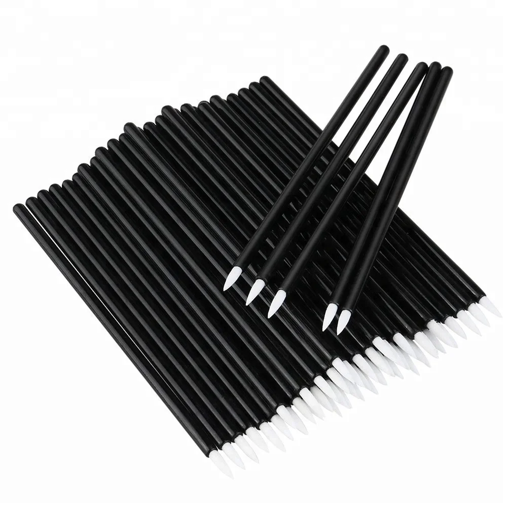 50 Pack White Flocked Tip Applicator Cosmetic Eye Wands Disposable Eyeliner Brush