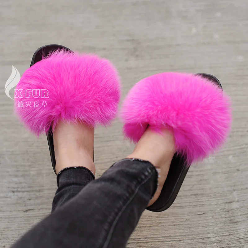 CX-A-70E Wholesale High Quality WOmen Fur Slippers Fox Fur Slides