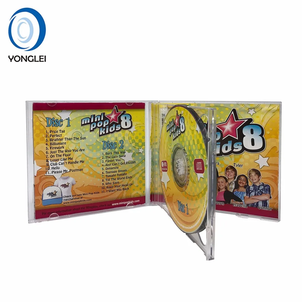 Music CD replication services audio CD duplication double CD jewel case with clear tray and 2 disc jewel case