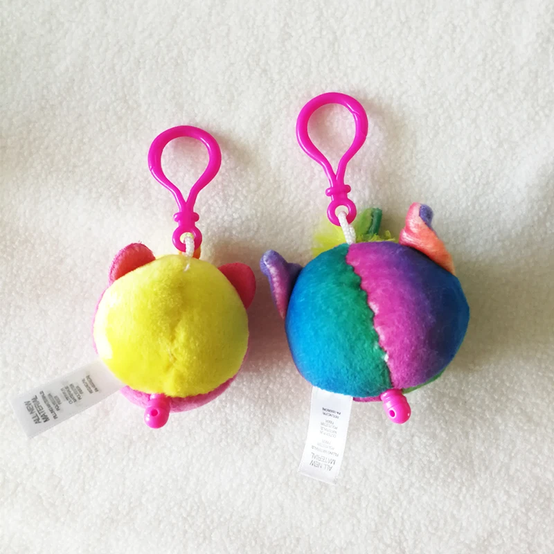 custom cute 8cm mini rainbow unicorn stuffed animal toy Telescopic Keychain plush Retractable Keychain