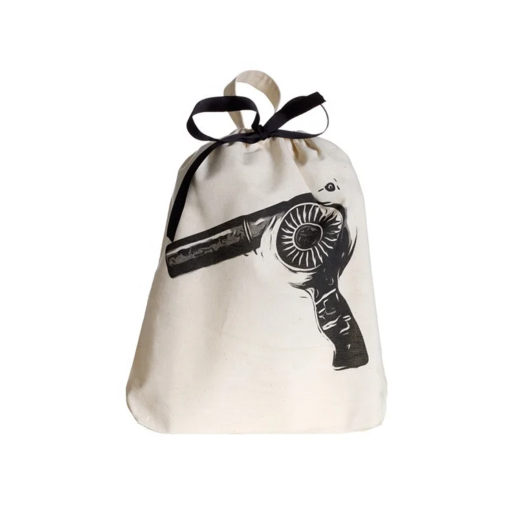 Wholesale Cheap Logo Design Promotional Price Recyclable cheap calico Canvas drawstring pouch bag