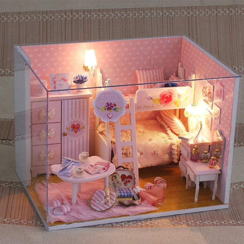 IIECREATE With Light And Music 3D Wooden Dollhouse Furniture Set Kit Dollhouse DIY