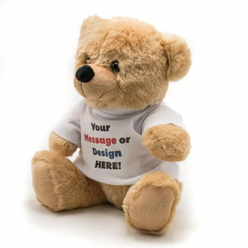Самая низкая цена плюшевые игрушки индивидуальный логотип печатный рекламный подарок небольшой оптовый плюшевый медведь Китай