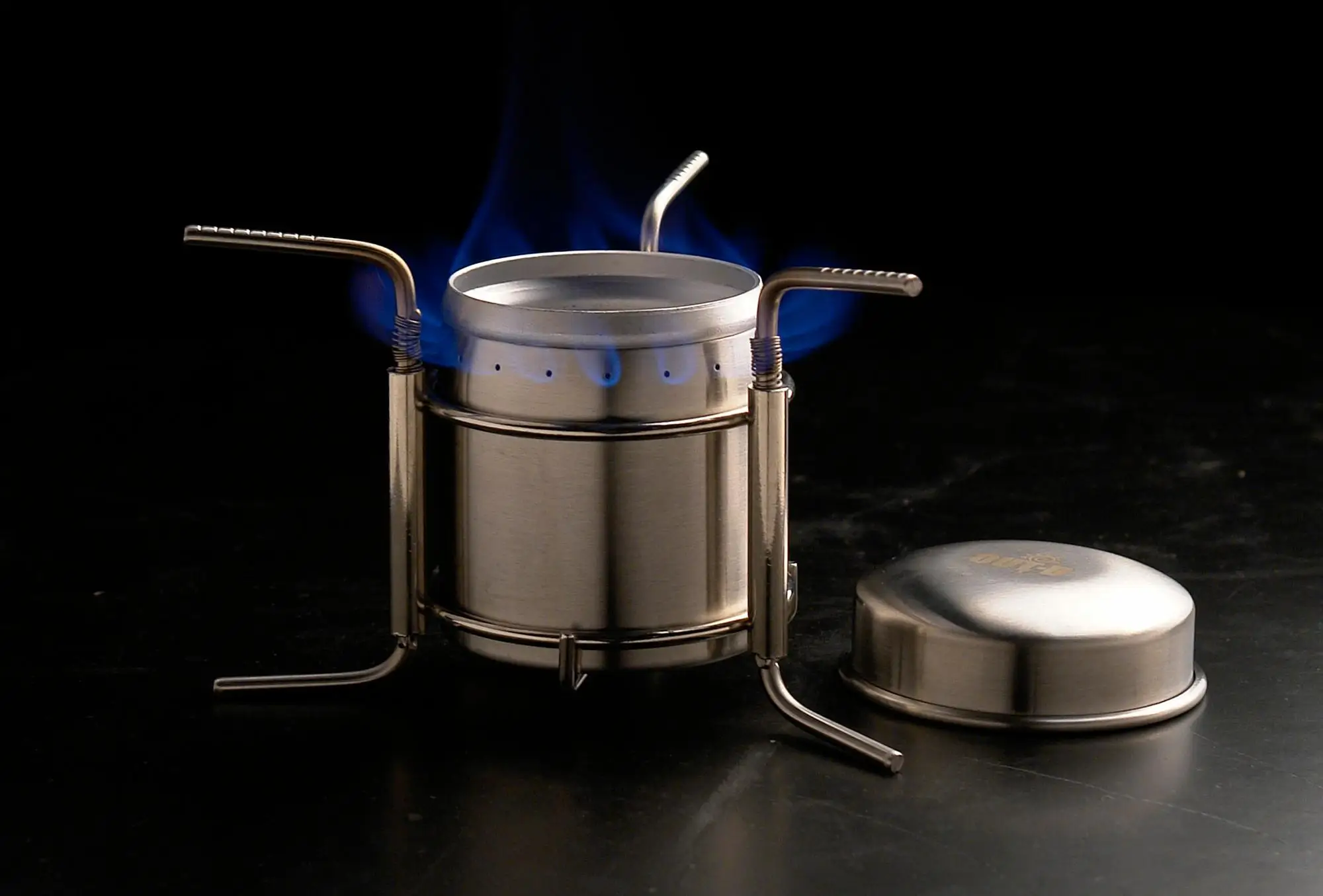Mini folding camping picnic brushed stainless steel stove alcohol burner manufacturer