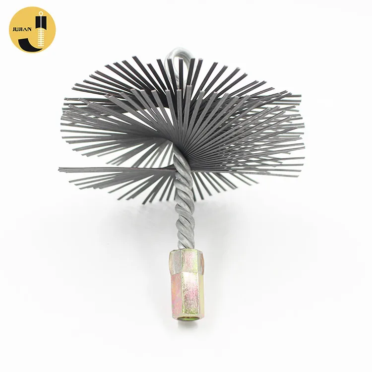 Industrial Flat Steel Wire Long Handle Chimney Sweeping Brush, Rotating Chimney Brush