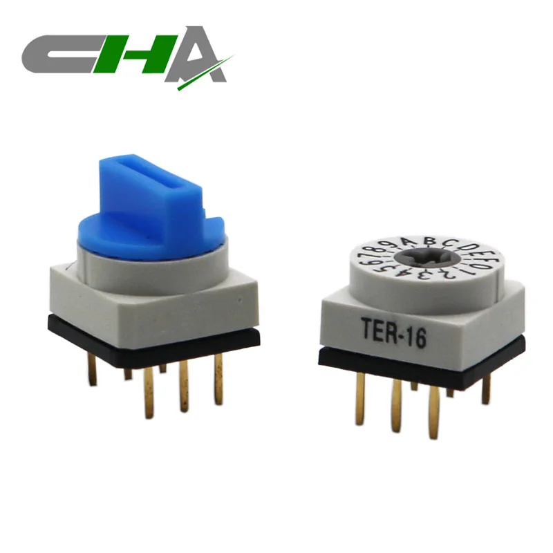 Good quality factory directly  CHA factory 10x10mm PCB type waterproof rotary dip switch knob with Blue hat