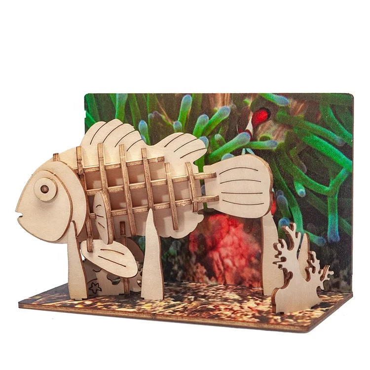 Laser cut and UV print customized postcard puzzle 3d wood