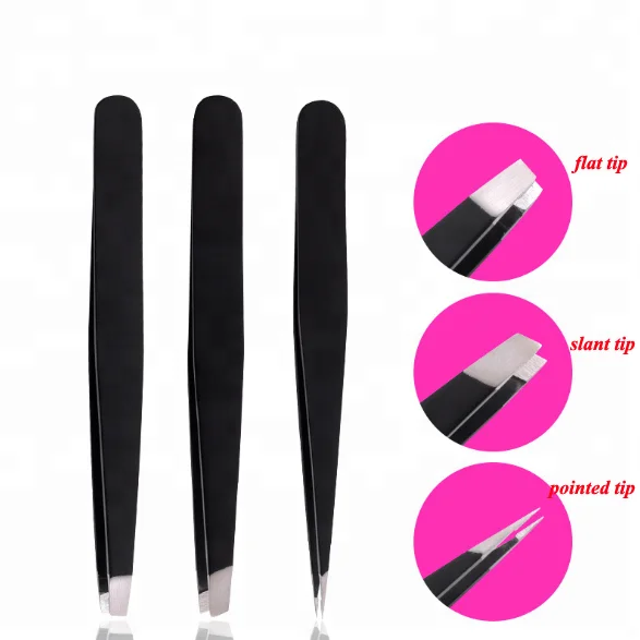 Stainless 3pcs Eyebrow Shaping Kit Slant Tweezers Eyebrow Hair Remover Lash Sets Brow Trimmer