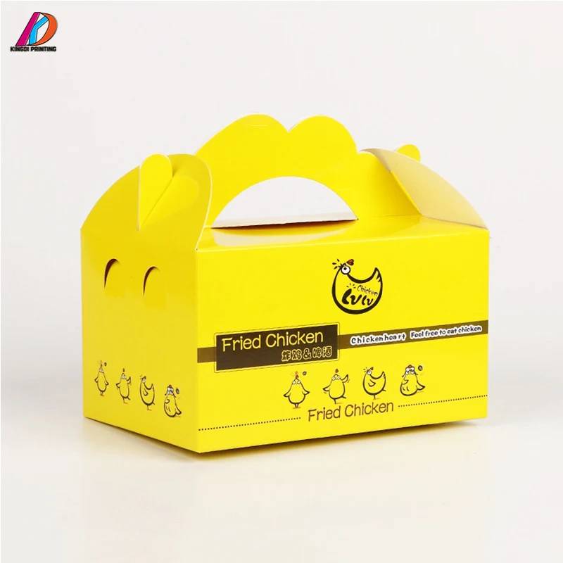 Food grade carry handle paper cardboard box for fried chicken