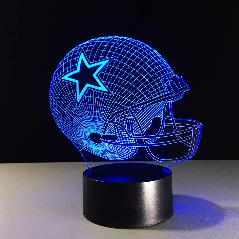 
Dallas Cowboys Helmet lamparas 3d led lamp 7 Colors Change acrylic USB LED Table Lamp Kids Gift Creative Night Lamp Home Decor 