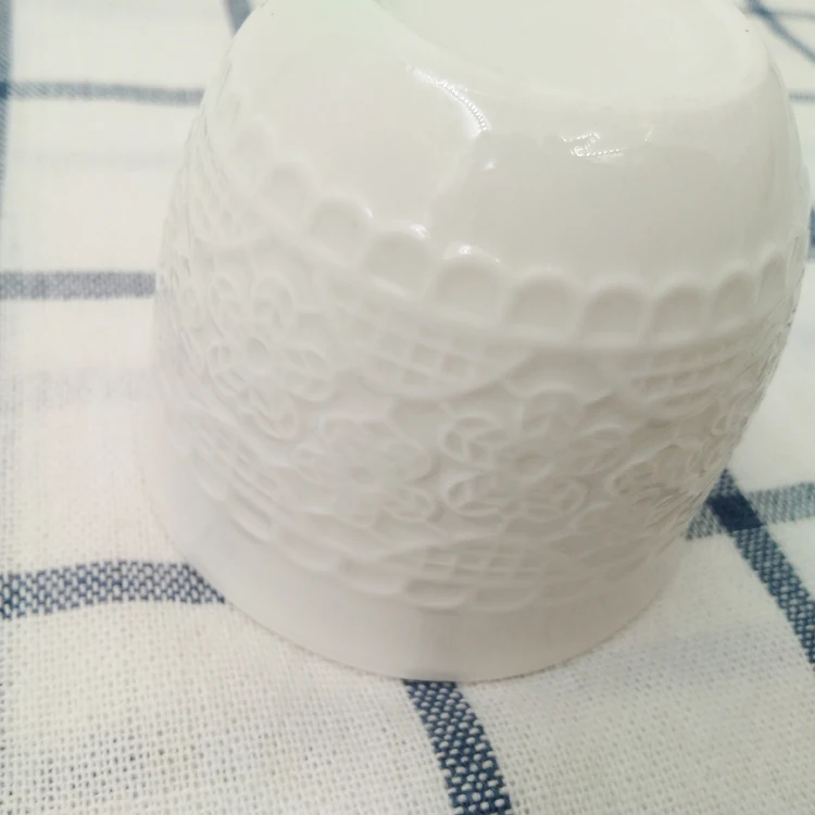 Wholesale porcelain decorative embossed design tea ceramic cawa cup