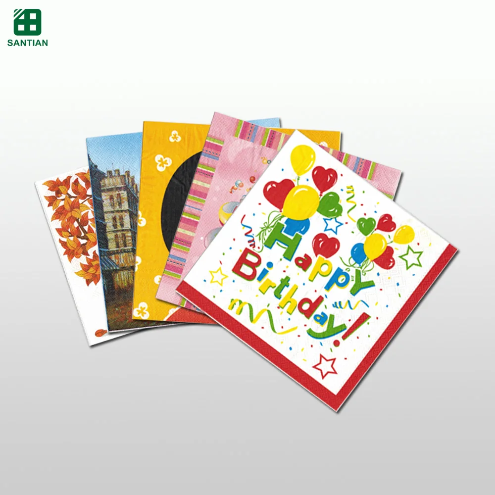 Decorative Decoupage Custom Christmas Flower Printed Paper Napkins & Serviettes For Christmas Dinner