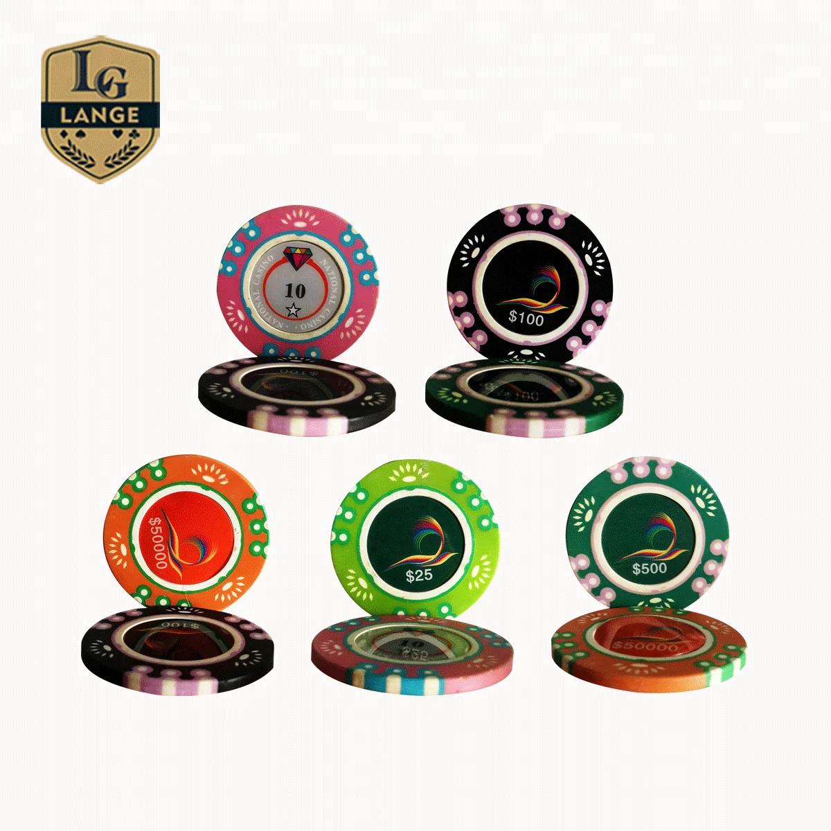 Ceramic Poker Chips with Custom Logo UV Stars Sticker Poker Chips
