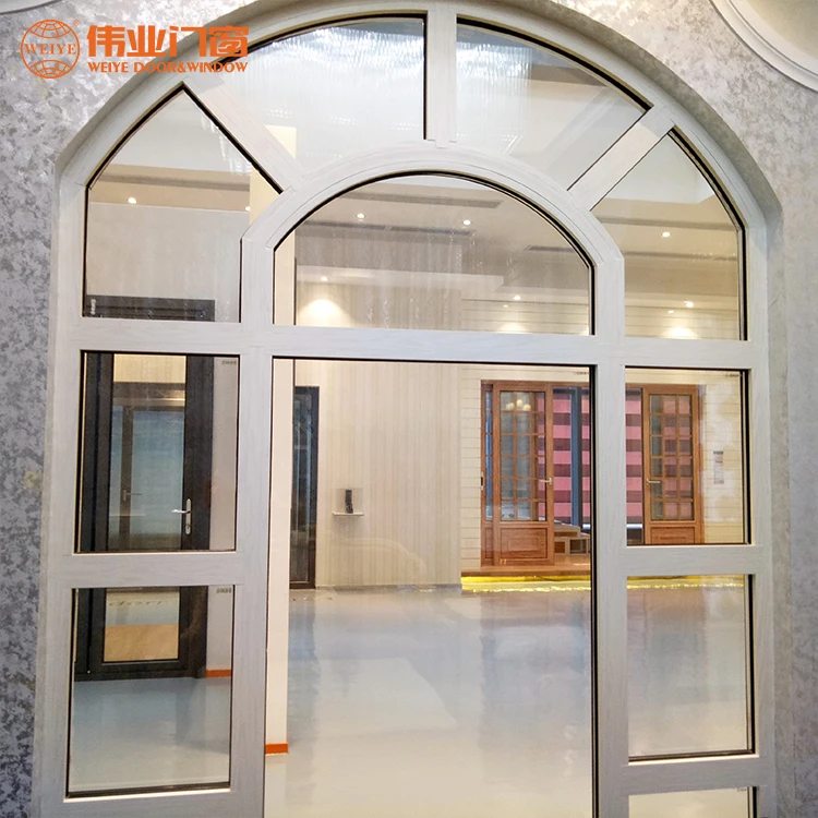 
Fashion design customized aluminum wood half round glazed arched fixed window 