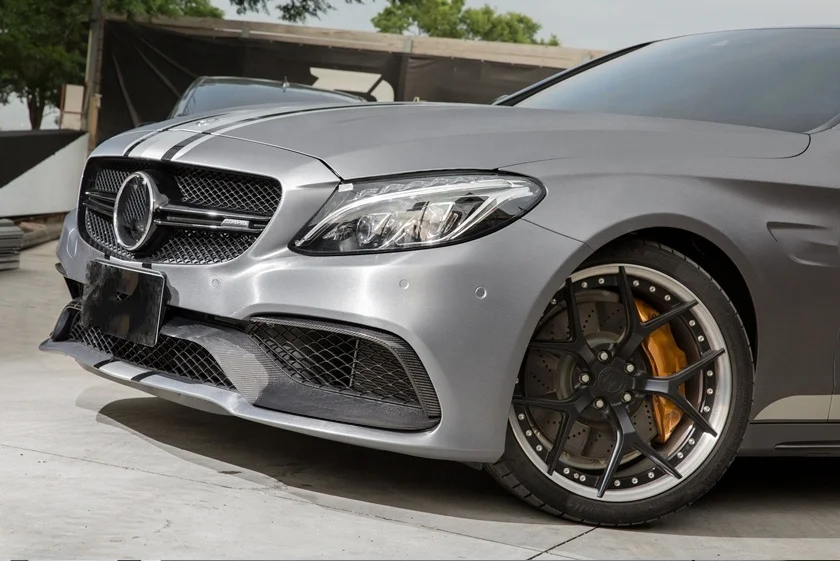 Carbon Chin Spoiler Wing Splitter Flap Canards Front Bumper Lip for Mercedes Benz W205 C63 Car Body Kits