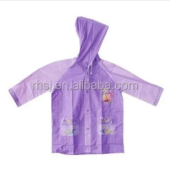 0.16mm fashional PVC raincoat for children with hood and tie