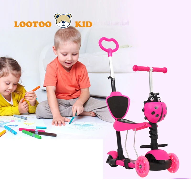 Glowing wheels 5 in 1 mother push girls toddler scooter / kids scooter 1-3 years old children toys