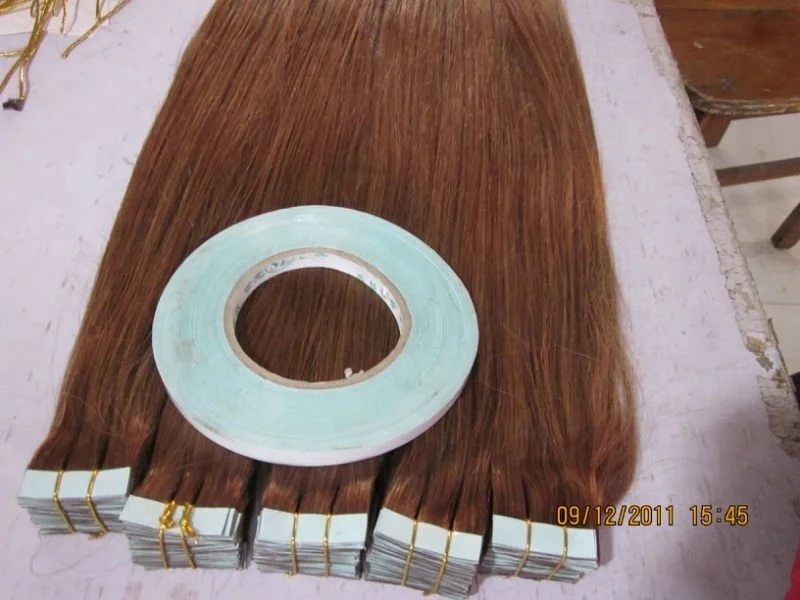 Wholesale human hair extension double drawn 100% remy human natural hair color tape hair extension