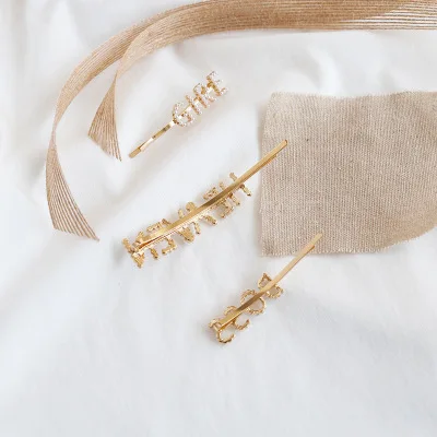 XL1-1 Trade assurance INS pearl letter smiley hairpin network red girl hairpin clip bangs clip Korea word clip hair accessories