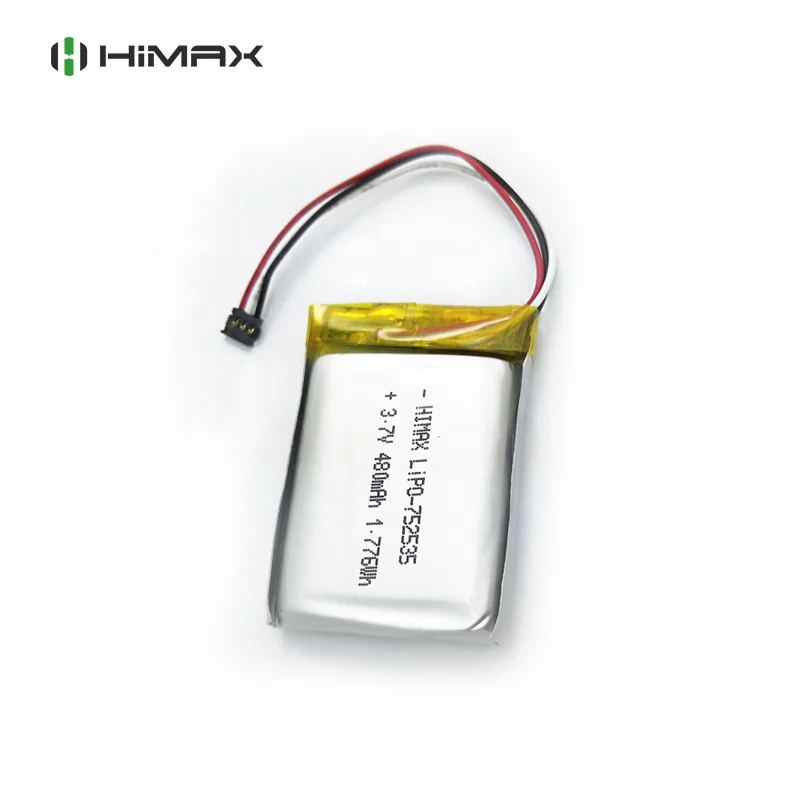 3.7v Lithium Polymer Battery Pack 480mah Li Ion Battery with PCB 752535 for GPS,MP4,PM3, Hat
