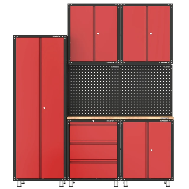 
Kinbox 8 Pieces DIY Home Garage Metal Workshop Tool Cabinet Combination 